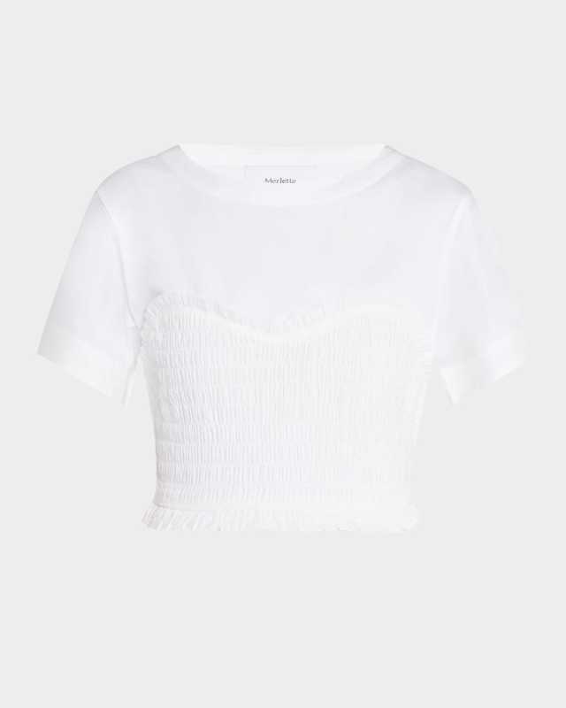 Shel Smocked Ruffle Cotton Top